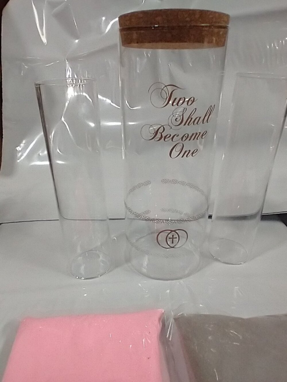 Unity Sand for Wedding Ceremony Set, Includes 3 vases, Pink and Silver/Gray Sand